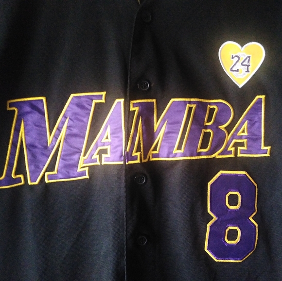 Kobe Bryant Los Angeles Lakers Embroidered Mamba Button Up Jersey Shirt (SM) - Picture 3 of 5